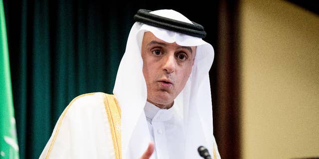 Saudi Arabia Foreign Minister Adel al-Jubeir speaks at a news conference at the Saudi Arabian Embassy in Washington, Friday, July 15, 2016, after the U.S. released once-top secret pages from a congressional report into 9/11 that questioned whether Saudis who were in contact with the hijackers after they arrived in the U.S. knew what they were planning. (AP Photo/Andrew Harnik)