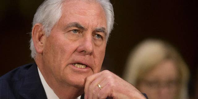 Secretary of State-designate Rex Tillerson testifies on Capitol Hill in Washington, Wednesday, Jan. 11, 2107, at his confirmation hearing before the Senate Foreign Relations Committee. (AP Photo/Steve Helber)