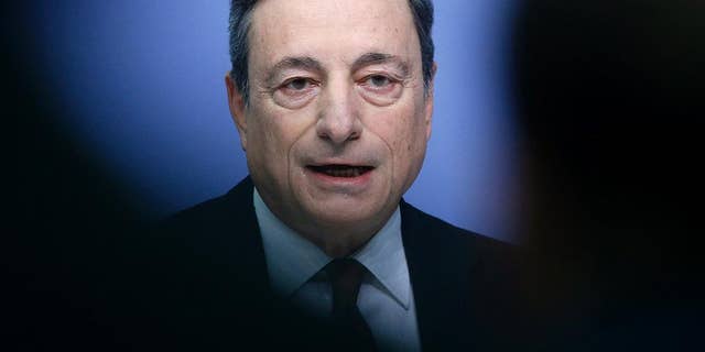 President of the European Central Bank Mario Draghi speaks during a news conference after a meeting of the governing council in Frankfurt, Germany, Thursday, Jan. 19, 2017. (AP Photo/Michael Probst)