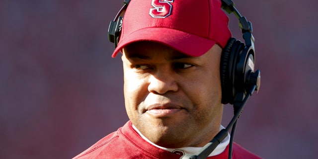 Stanford head coach David Shaw watches from the sideline during the first half of the Rose Bowl NCAA college football game against Wisconsin, Tuesday, Jan. 1, 2013, in Pasadena, Calif. (AP Photo/Jae C. Hong)