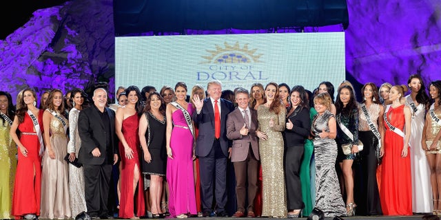 DORAL, FL - JANUARY 09: Donald Trump attends Miss Universe Welcome Event and Reception at Downtown Doral Park on January 9, 2015 in Doral, Florida. (Photo by Gustavo Caballero/Getty Images)
