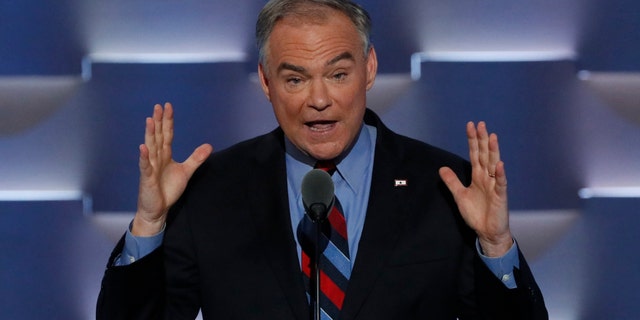 Virginia Sen. Tim Kaine, Hillary Clinton's running mate, speaks at the DNC.