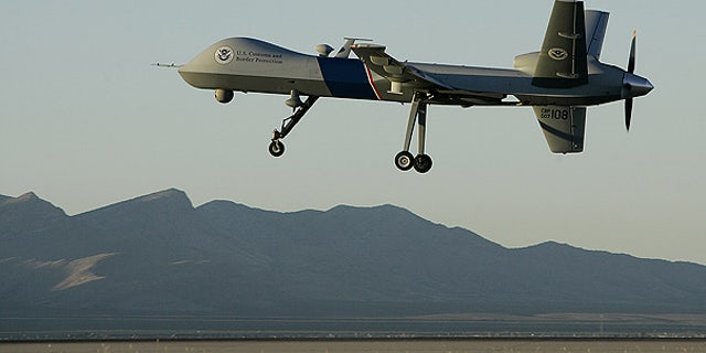 A Predator drone takes off on a U.S. Customs Border Patrol mission from Fort Huachuca, Ariz.