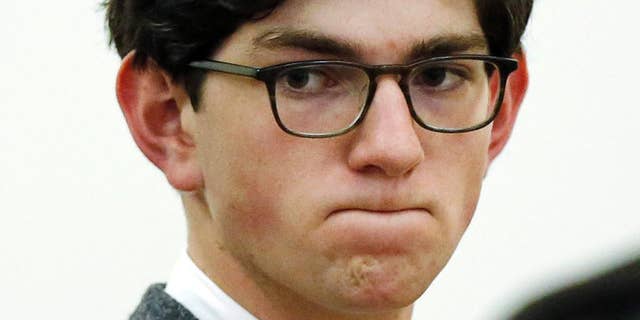 FILE - In this Oct. 29, 2015 file photo, Owen Labrie listens to prosecutors before being sentenced in Merrimack County Superior Court in Concord, N.H. Labrie was convicted in August of sexually assaulting a younger student and was sentenced to jail. In a motion filed Wednesday, April 6, 2016, Labrie seeks a new trial, saying his former lawyers were ineffective. (AP Photo/Jim Cole, Pool, File)