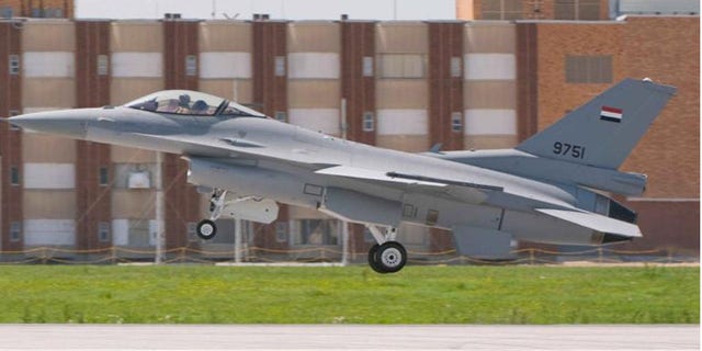 Turmoil in Egypt isn't stopping a shipment of 20 F-16 fighter jets, including this one - already emblazoned with Egypt's flag. (Courtesy: Carl Richards)