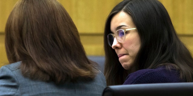 FILE - This Thursday, Feb. 5, 2015, file photo, Jodi Arias, right, sits with her defense attorney Jennifer Willmott during the sentencing phase of her retrial at Maricopa County Superior Court in Phoenix. The jury in the Arias case has reached a verdict on whether the convicted murderer should be sentenced to life in prison or death for killing her lover nearly seven years ago on Thursday, March 5, 2015. (AP Photo/The Arizona Republic, Mark Henle, Pool, File)
