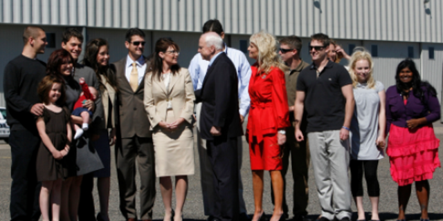 Track Palin, left, pictured with members of the McCain and Palin families ahead of the Republican National Convention in Minneapolis, Minnesota, on Sept. 3, 2008.