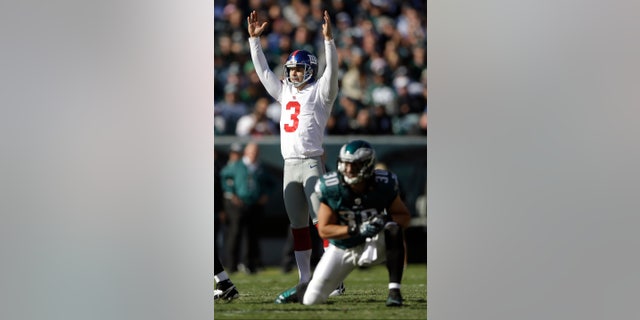 New York Giants kicker Josh Brown (3) in 2013.