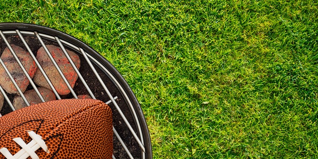 Football Tailgate BBQ Grill on Grass