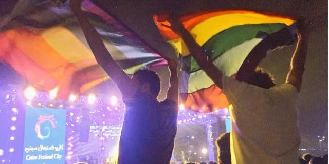 Seven people were arrested at a concert in Egypt for displaying a rainbow flag.