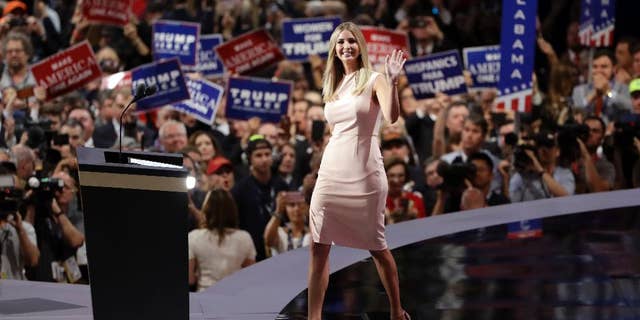 Ivanka Trump takes the stage during the final day of the Republican National Convention in Cleveland on July 21, 2016.