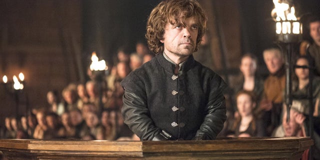 Tyrion Lannister (Peter Dinklage) in the dock on 'Game of Thrones' (Courtesy HBO)