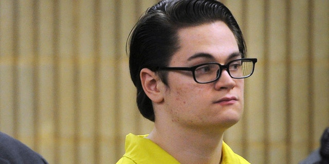 In this Jan. 28, 2016, file photo, Christopher Plaskon stands during a hearing in Superior Court in Milford, Conn. Plaskon is charged with murdering classmate Maren Sanchez, 16, in a stairwell at Milford's Jonathan Law High School on the day of the junior prom on April 25, 2014. (Brian A. Pounds/Hearst Connecticut Media via AP, Pool, File)
