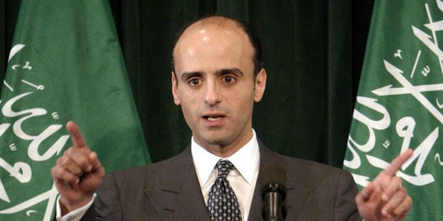 In this June 2004 file photo, then Saudi Arabian Foreign Policy Advisor Adel-Al-Jubeir gestures during a news conference in Washington. U.S. authorities broke up an alleged Iranian plot to bomb the Israeli and Saudi Arabian embassies in Washington and assassinate the Saudi ambassador to the United States.
