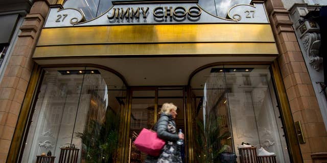 A general view of the Jimmy Choo shop on New Bond Street, London, Monday, April 24, 2017. Shares in Jimmy Choo have leapt 11 percent after its board put the luxury shoe brand up for sale. The gains bring the market value of the firm that began in east London to over 700 million pounds ($896 million). The firm, which counts Jennifer Lopez, the Duchess of Cambridge and Beyonce among its fans, is being sold to "maximize value for its shareholders." (Lauren Hurley/PA via AP)