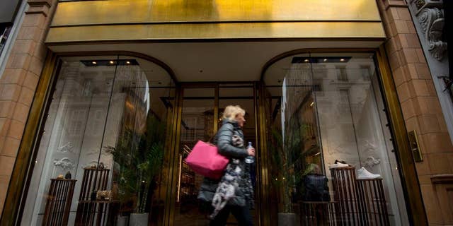 A general view of the Jimmy Choo shop on New Bond Street, London, Monday, April 24, 2017. Shares in Jimmy Choo have leapt 11 percent after its board put the luxury shoe brand up for sale. The gains bring the market value of the firm that began in east London to over 700 million pounds ($896 million). The firm, which counts Jennifer Lopez, the Duchess of Cambridge and Beyonce among its fans, is being sold to "maximize value for its shareholders." (Lauren Hurley/PA via AP)