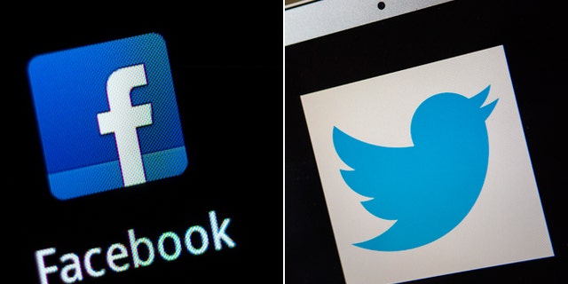 A Facebook application logo is pictured on a mobile phone in this photo illustration taken in May 16, 2012 next to a portrait of the Twitter logo in Ventura, California December 21, 2013.