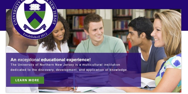 A screenshot from the University of Northern New Jersey's website.