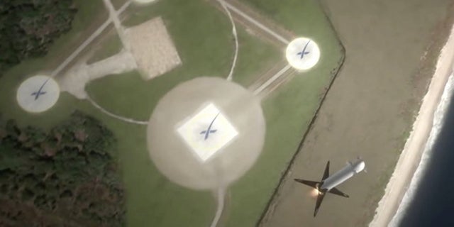 SpaceX is developing reusable Falcon 9 rockets to make spaceflight more affordable. The company plans to land the first stage of its Falcon 9 rockets (shown in this animation still) at its Landing Site 1 at the Cape Canaveral Air Force Station