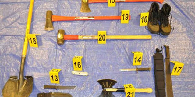 Numerous weapons were found in the trunk of Neal Falls' vehicle, according to police.