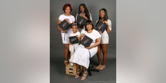 LaWanda Flennoy, received her associate degree from South Suburban College in South Holland. Her two oldest daughters, Paris and Amari, graduated from college this month, her youngest, Jade, finished high school and will graduate. Granddaughter Brooklyn, Paris’s daughter, will be graduating from kindergarten.