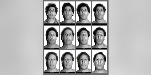 This panel of black and white self-made photographs provided by Karl Baden shows Baden over the last three decades beginning Feb. 23, 1987, top left, through Feb. 21, 2017, lower right. The Boston College professor's "Every Day" project has chronicled his visage in nearly 11,000 photos in various locations with the same lighting and background each day for thirty years. He intends to do it the rest of his life. (Karl Baden via AP)
