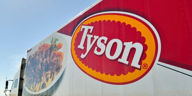North Platte, Nebraska, USA - June 28, 2013: A Tyson Foods semi truck on Interstate 80 near North Platte. Tyson Foods is a multi national food processor.