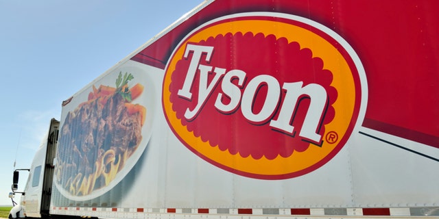 North Platte, Nebraska, USA - June 28, 2013: A Tyson Foods semi truck on Interstate 80 near North Platte. Tyson Foods is a multi national food processor.