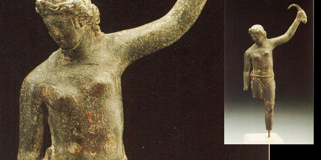 The newly identified bronze statue reveals what may be a female gladiator standing in a victory pose, while looking down at what is presumably her fallen opponent.