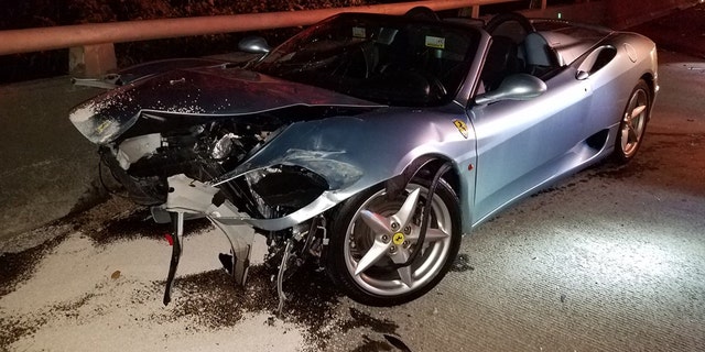 A Ferrari was severely damaged after its drunken driver lost control and crashed into the median on Interstate 5 in Oregon, police said.