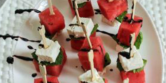 What a festive way to serve up a watermelon appetizer.