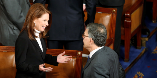 Bachmann, left, said Tuesday she's considering running for the recently vacated Senate seat once held by Al Franken, right.