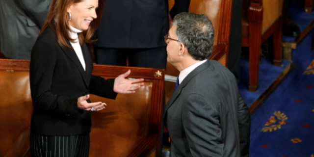 Bachmann, left, said Tuesday she's considering running for the recently vacated Senate seat once held by Al Franken, right.