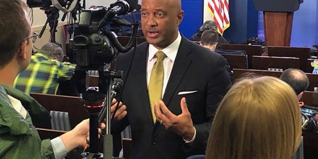 FILE: Curtis Hill, seen earlier at the White House, plans to address calls for him to resign amid allegations that he touched several women.
