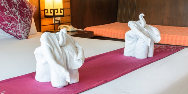 elephant made from towels in the hotel