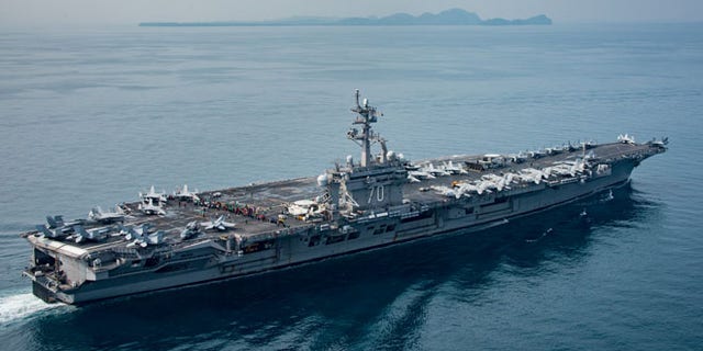USS Carl Vinson in the Sunda Strait in Indonesia on Friday