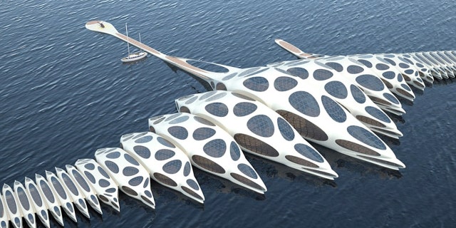 The MORPHotel design is a hotel with the ability to adapt and move with the ocean currents.
