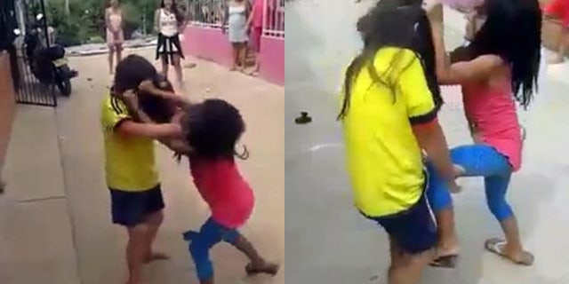 The girls are encouraged to punch each other and pull hair.