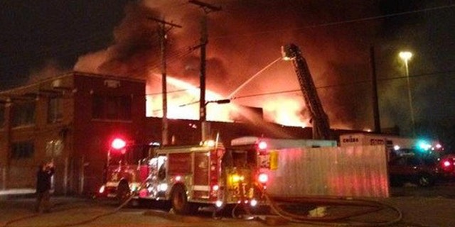 Firefighters battled an extra-alarm fire Thursday evening in the 4000 block of South Pulaski. (Chicago Fire Department)