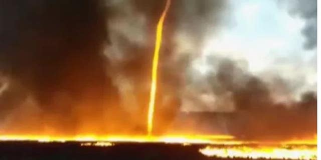 A strange "firenado" was seen by U.K. firefighters.