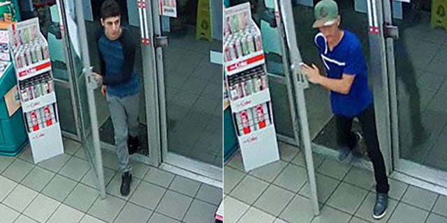 Police say the men also robbed a second gas station unmasked.
