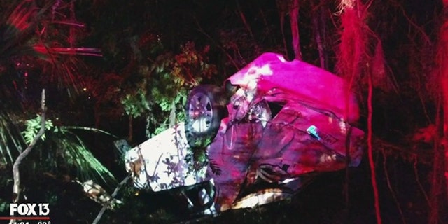 The scene after a car crash early Sunday in Inverness, Fla.