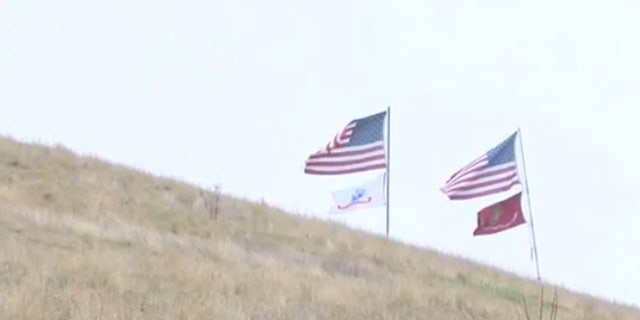The flags off Interstate 80 near Vacaville, Calif. are more than just a sign of patriotism.