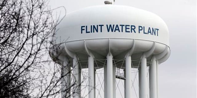 The Flint Water Plant tower in Flint, Mich., is seen on Feb. 5, 2016. (AP Photo/Carlos Osorio, File)