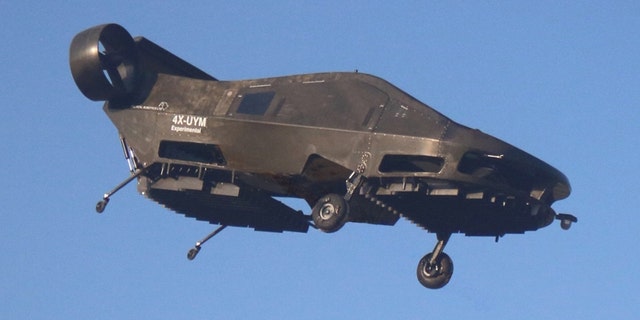 This image provided by Urban Aeronautics/Tactical Robotics shows an Israeli-made flying car. Urban Aeronautics conducted flight tests of its passenger-carrying drone call the Cormorant.