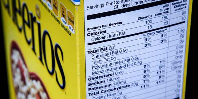 FILE - In this Jan. 23, 2014 file photo, the nutrition facts label on the side of a cereal box is photographed in Washington. Nutrition facts labels on food packages are getting a long-awaited makeover, with calories listed in bigger, bolder type and a new line for added sugars. (AP Photo/J. David Ake, File)