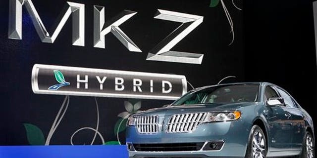 March 31: A new Lincoln MKZ Hybrid is unveiled at the New York International Auto Show in New York. Ford Motor Co. will soon have a first in the U.S. auto market: a hybrid sedan that costs the same as the gas-powered version. (AP)