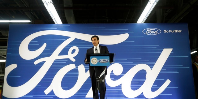 Ford CEO Mark Fields addresses the Flat Rock Assembly Tuesday, Jan. 3, 2017, in Flat Rock, Mich.