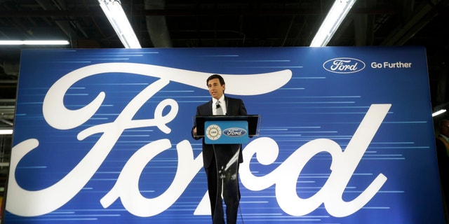 Ford CEO Mark Fields addresses the Flat Rock Assembly Tuesday, Jan. 3, 2017, in Flat Rock, Mich.