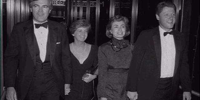 This 1988 file photo shows Vincent Foster, Lisa Foster, Hillary Clinton and then-Gov. Bill Clinton at a Little Rock theater opening.
